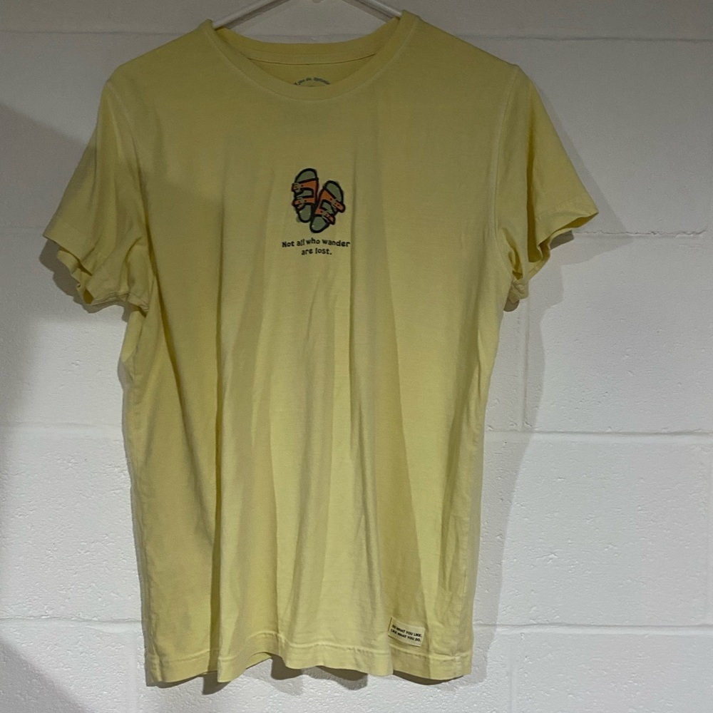 Yellow Graphic T-Shirt life is good medium